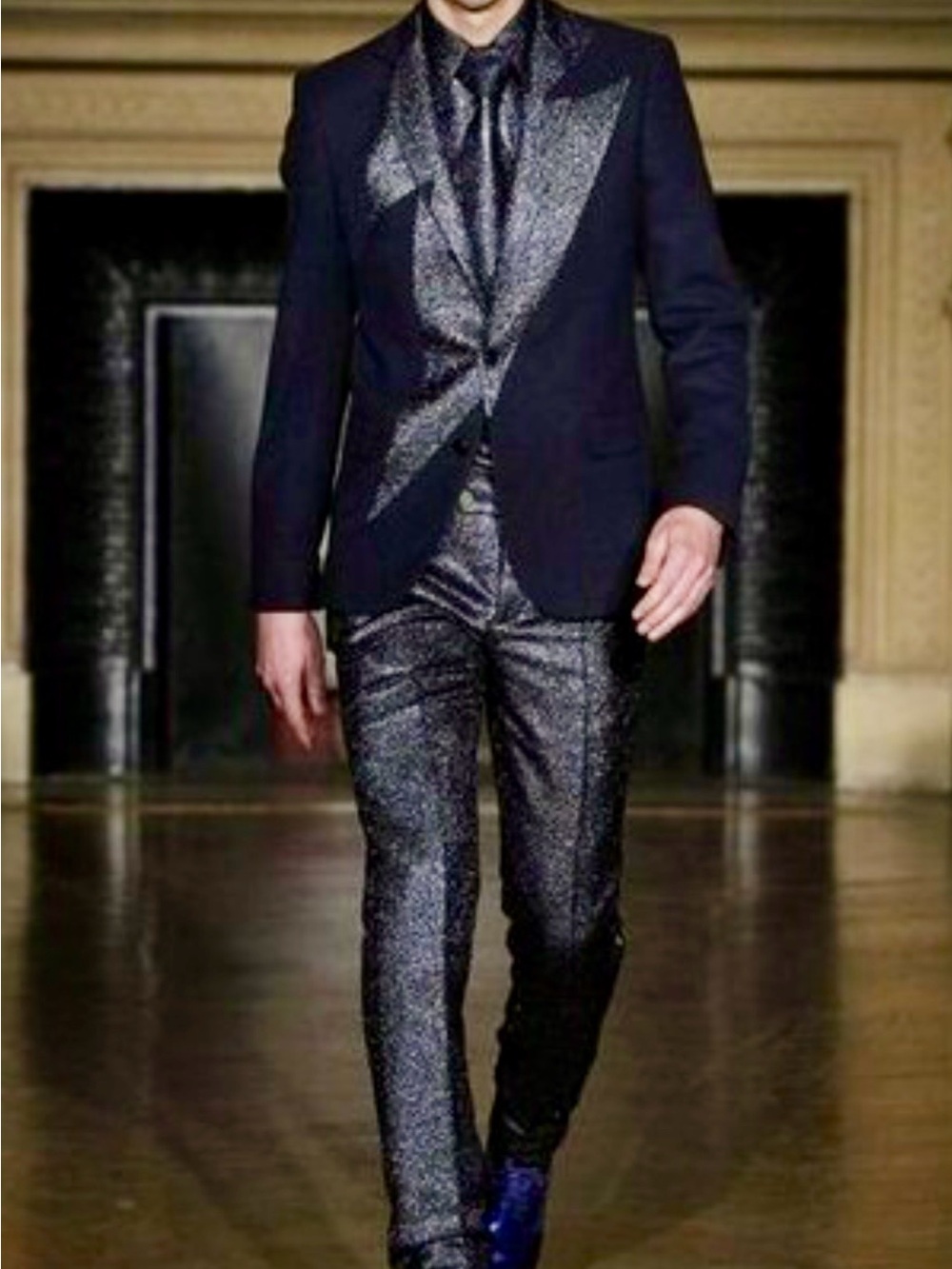 Walter Van Beirendonck Men's Metallic Evening Blazer & Sparkle Trousers